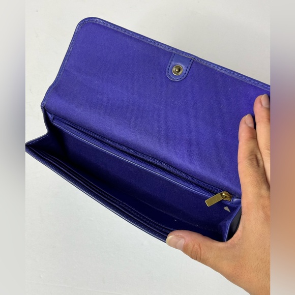 FOSSIL MEMOIR DEEP VIOLET FLAP CHECKBOOK CLUTCH PURSE WALLET - Picture 5 of 10